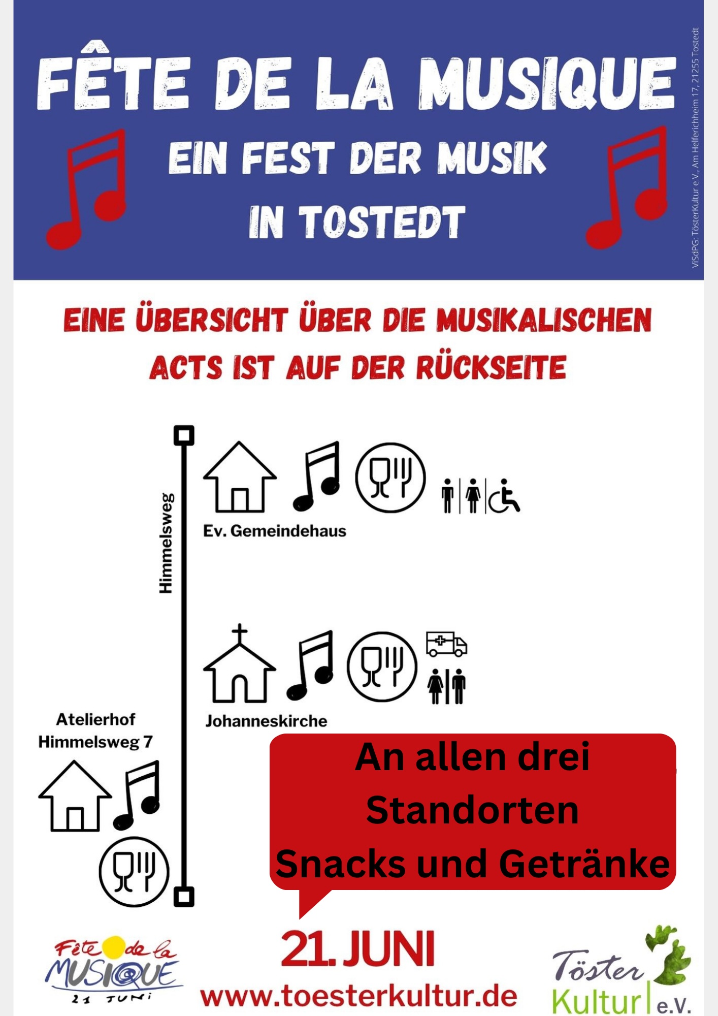 Pro­gramm und Loca­ti­ons der Fête de la Musi­que in Tostedt